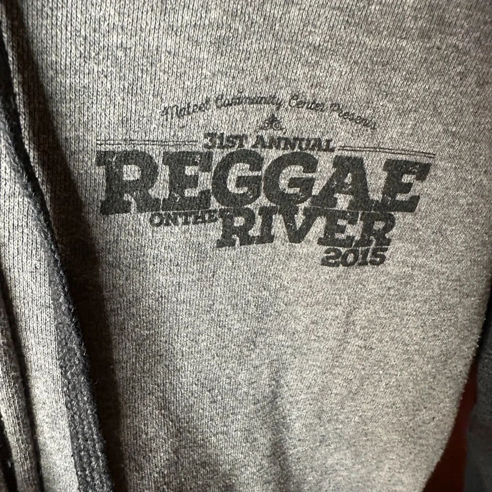 Gray and Black 2 tone Large  Reggae on the River  Zip-Up Hoodie